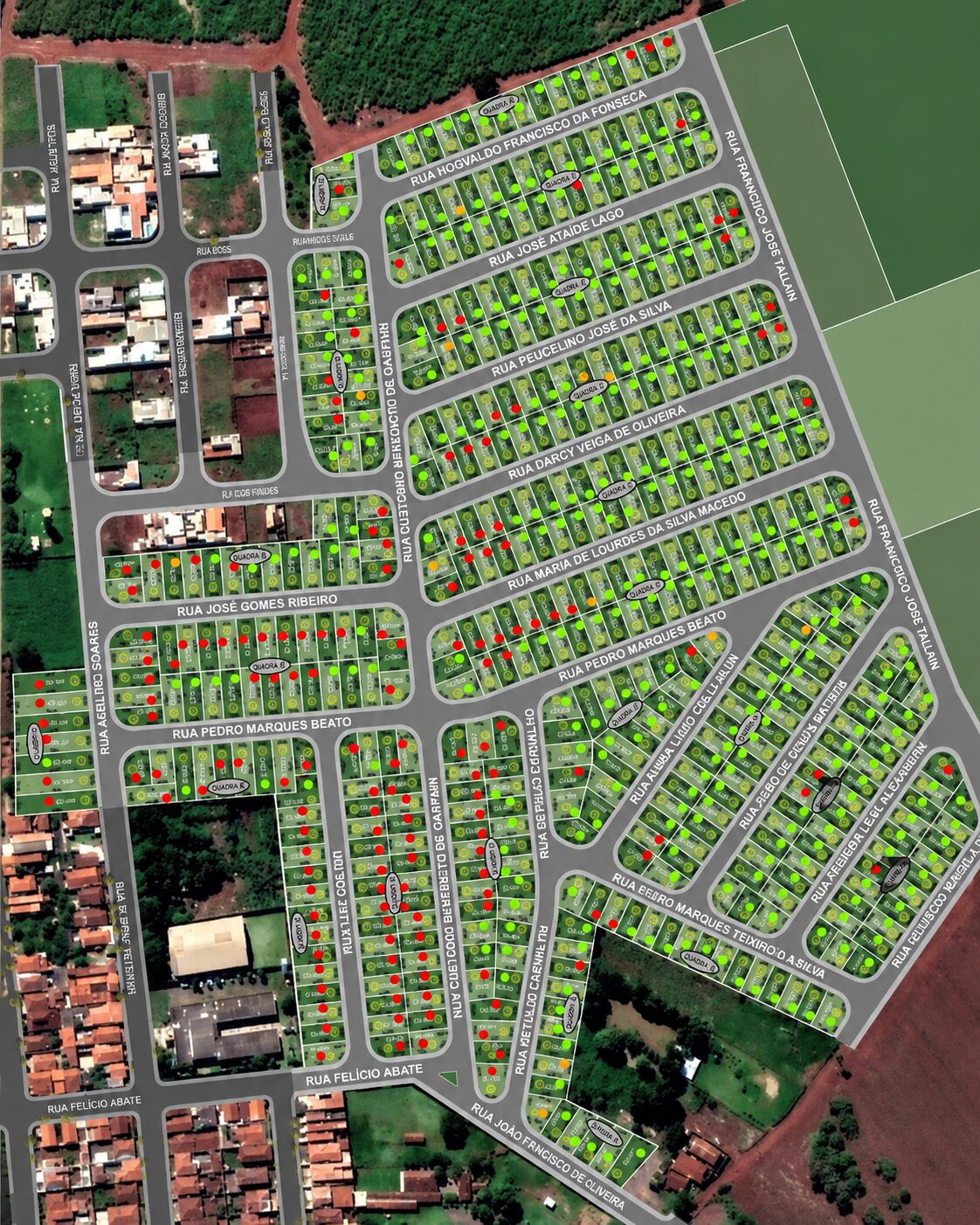 Mapa das quadras e lotes do Royal Park